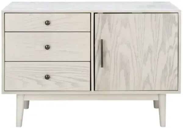 Halien Mid-Century 3-Drawer 1-Door Media Stand - White