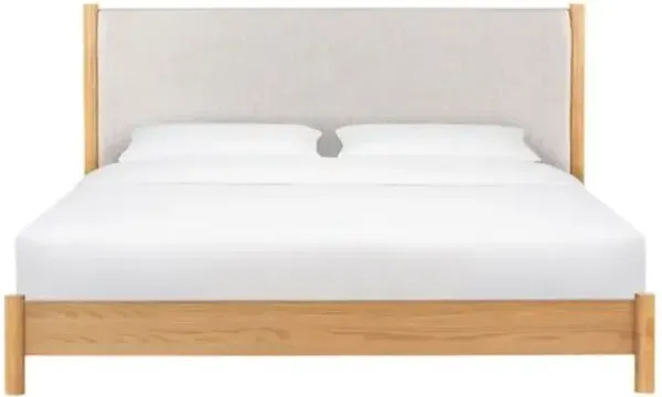 Hyraeth Wood Frame Performance Linen Bed - Beige