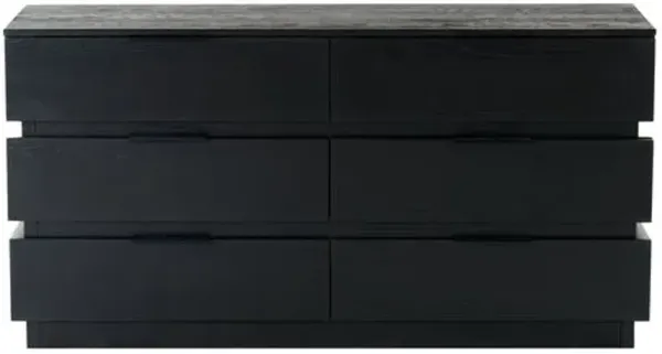 Iskrael 6-Drawer Stacked Dresser - Black
