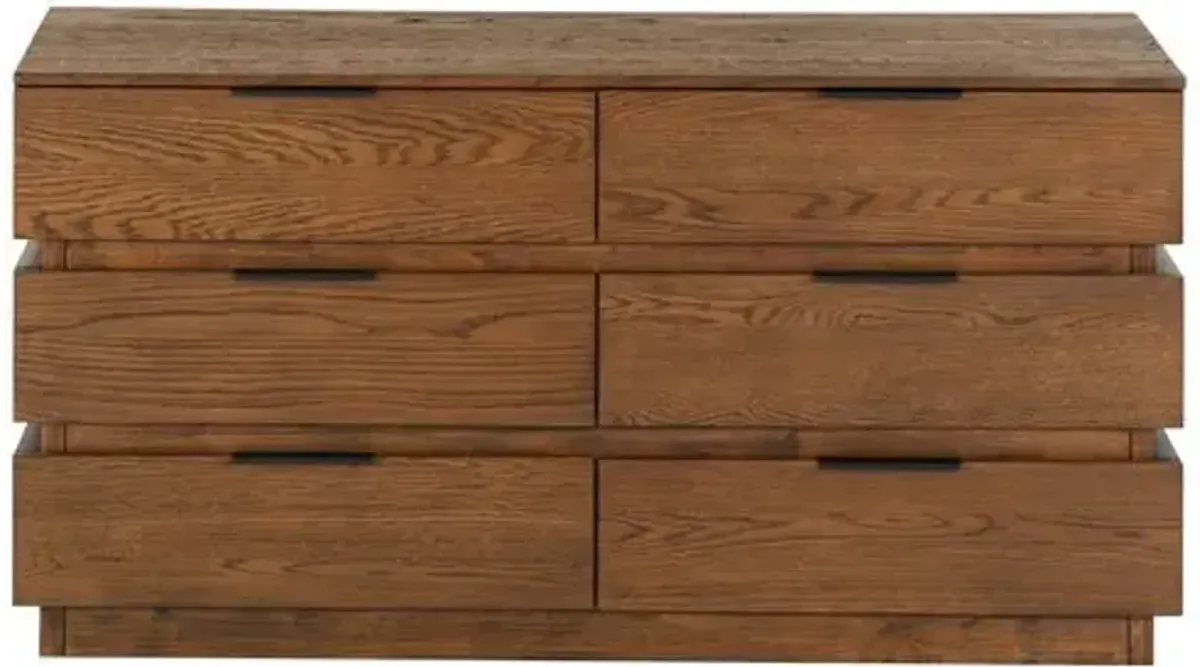Iskrael 6-Drawer Stacked Dresser - Brown