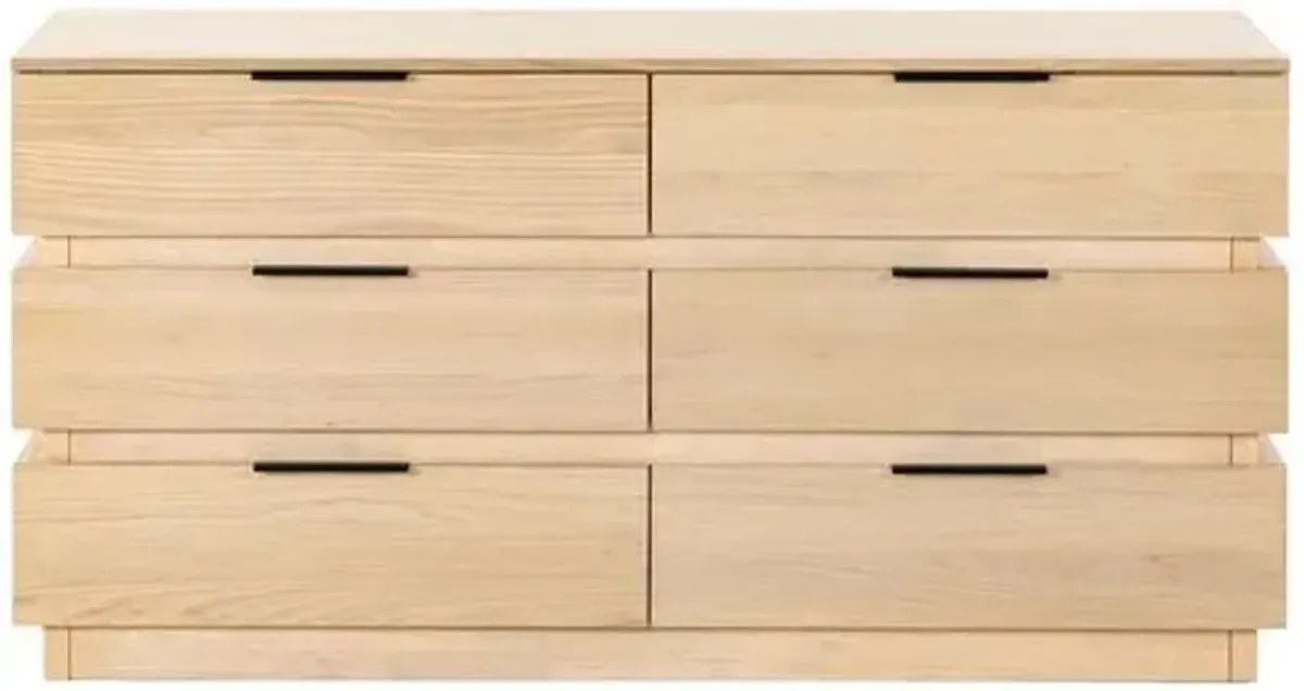 Iskrael 6-Drawer Stacked Dresser - Brown