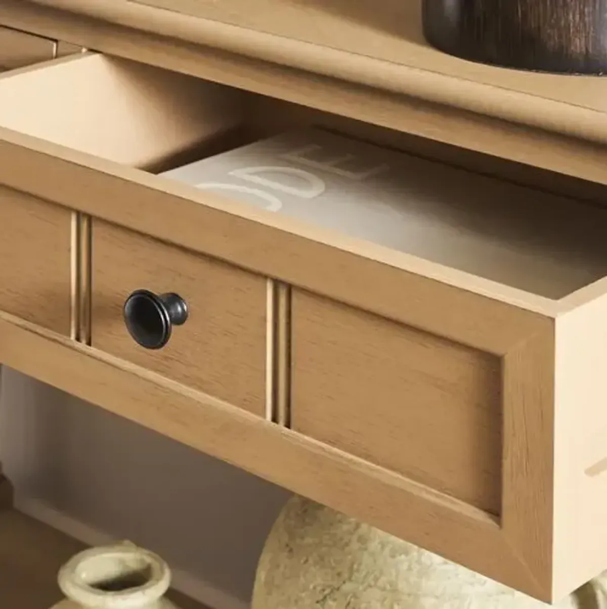 Keirra 2-Drawer Pinewood Console Table - Brown