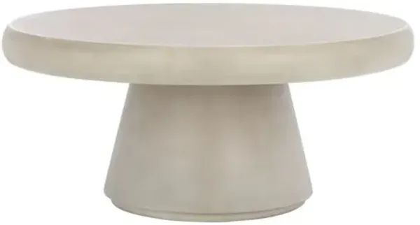 Kethra Round Concrete Coffee Table - Light Grey - Gray