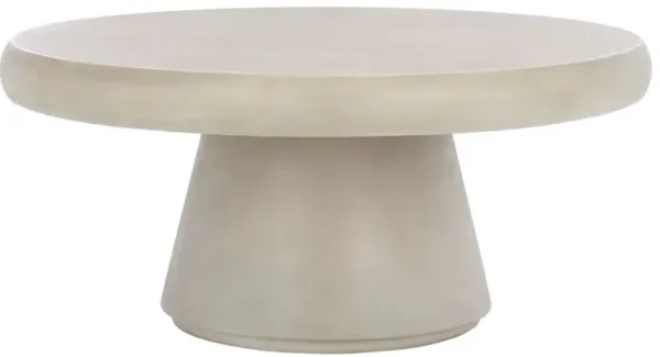 Kethra Round Concrete Coffee Table, Light Grey