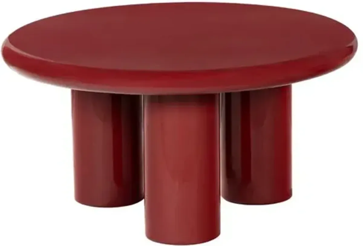 Kyraen Round Concrete Coffee Table - Red