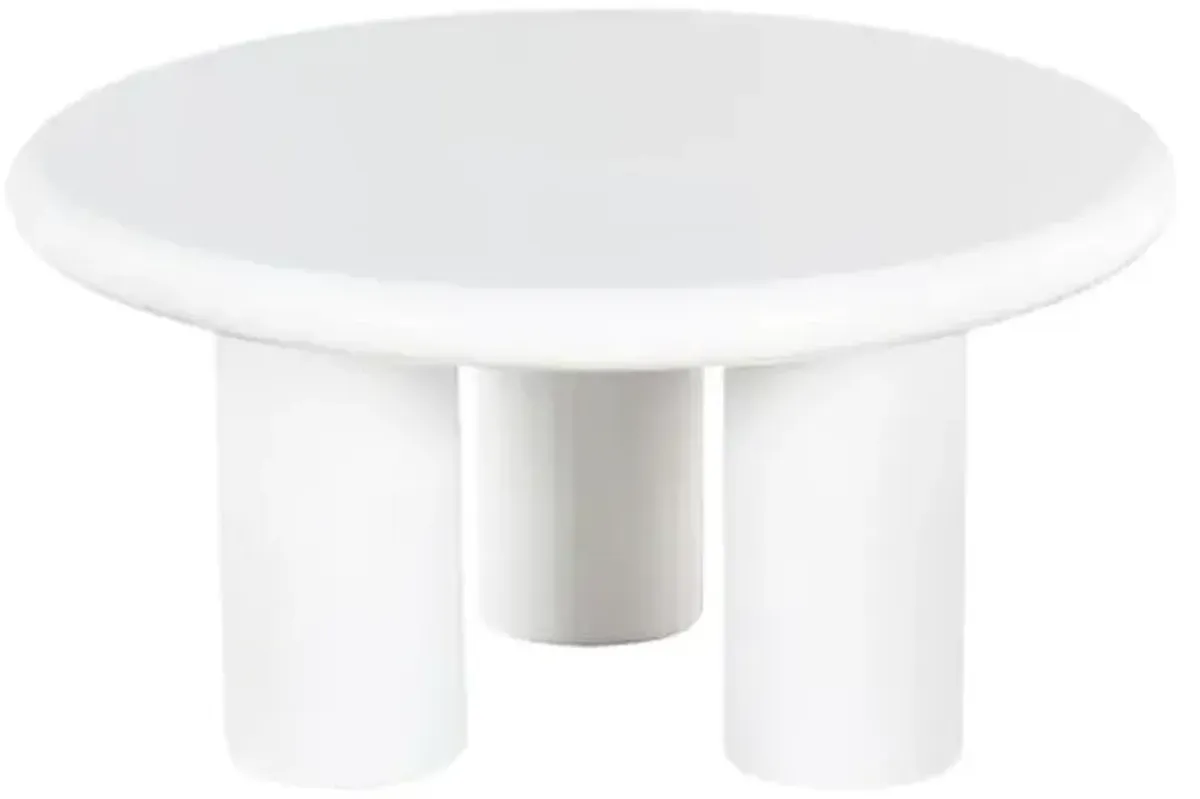 Kyraen Round Concrete Coffee Table - White