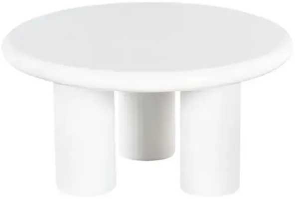 Kyraen Round Concrete Coffee Table - White