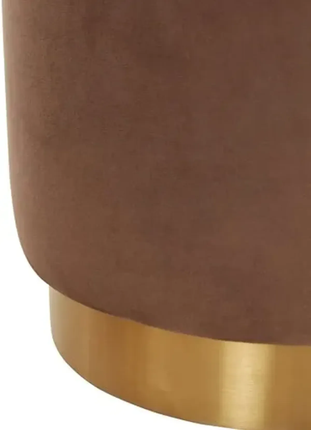 Lairen Performance Velvet Ottoman - Brown