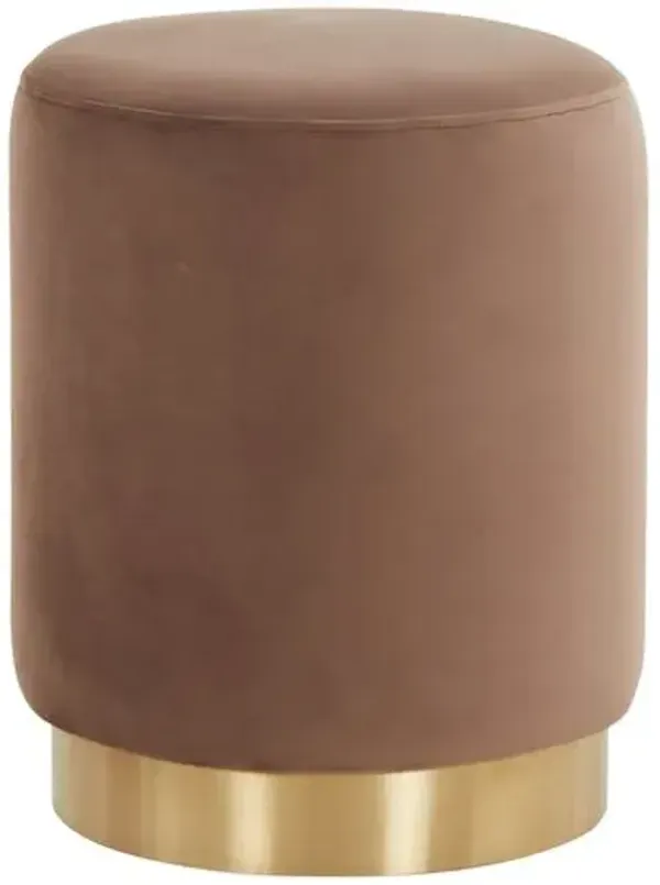 Lairen Performance Velvet Ottoman - Brown