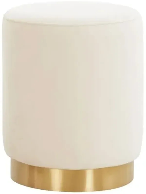 Lairen Performance Velvet Ottoman - Ivory