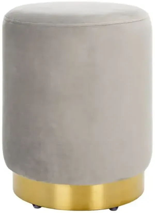 Lairen Performance Velvet Ottoman - Gray