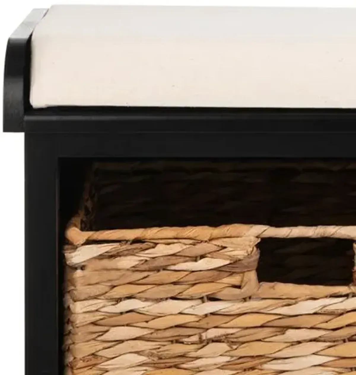 Loren 33"W Canvas Seat Storage Bench - Black