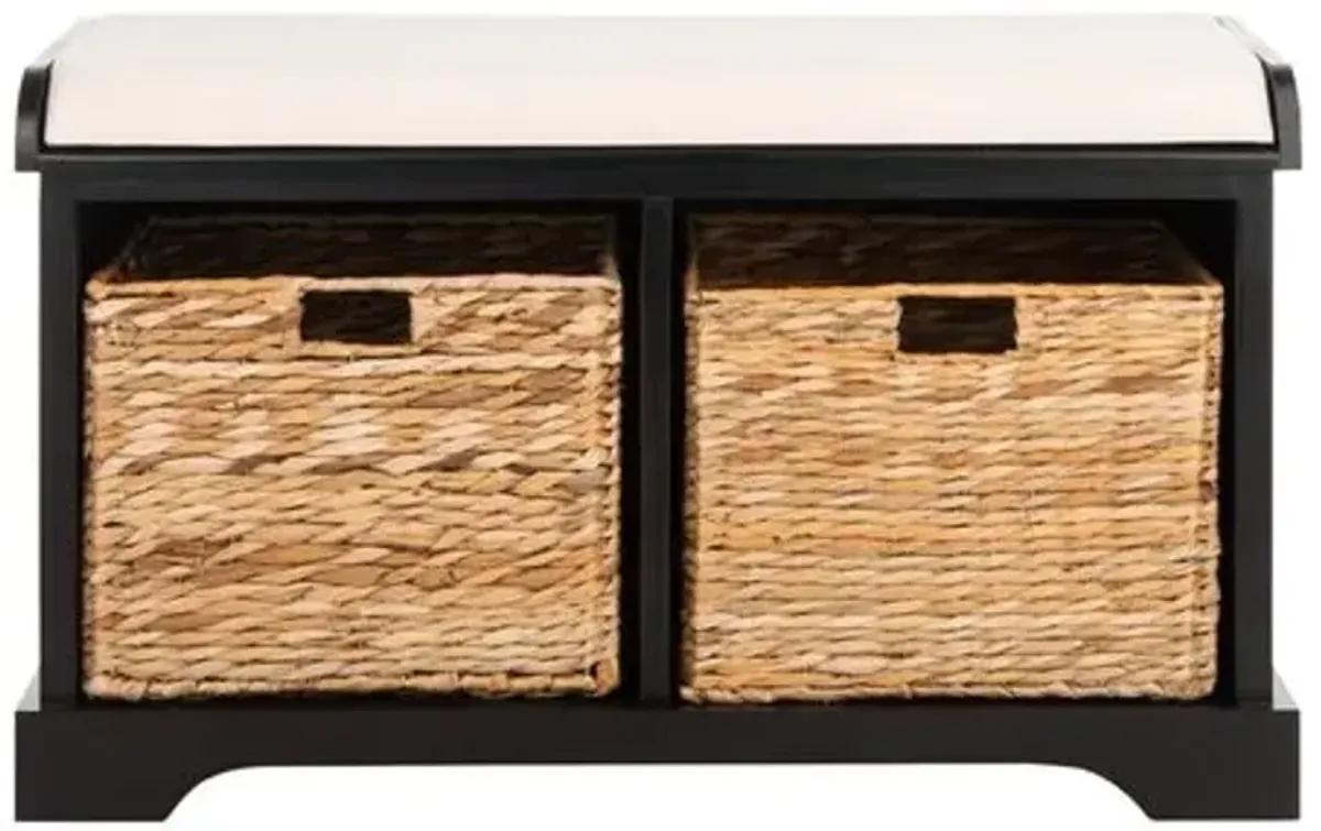 Loren 33"W Canvas Seat Storage Bench - Black