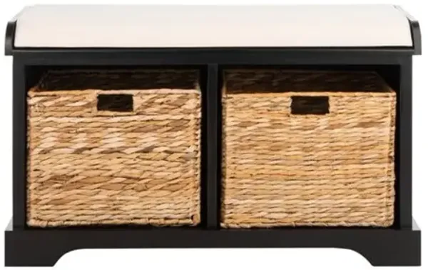 Loren 33"W Canvas Seat Storage Bench - Black