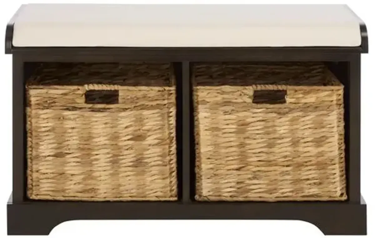 Loren 33"W Linen Seat Storage Bench - Brown
