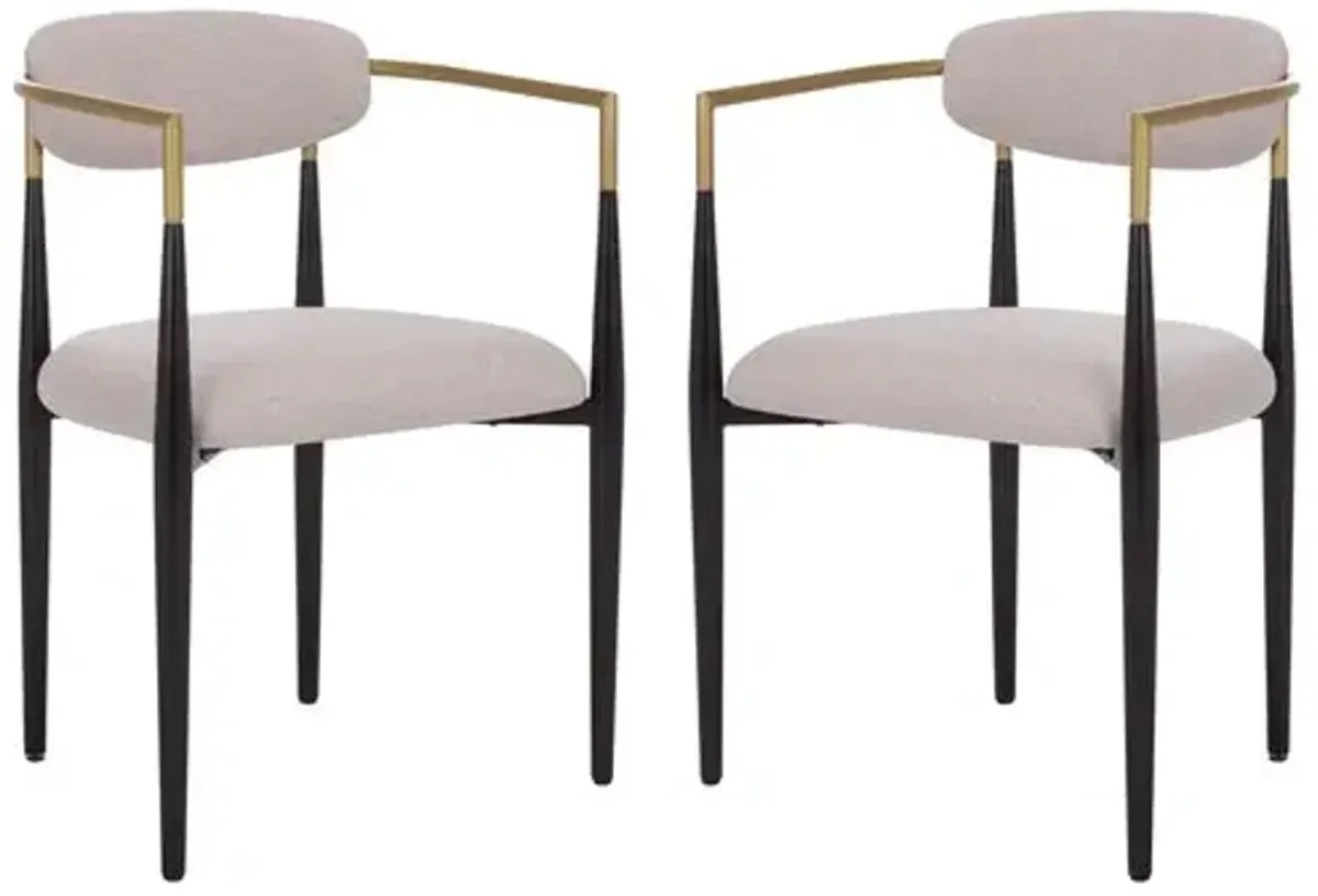 Set of 2 Lucen Dining Arm Chairs - Black Gold/Dove Grey