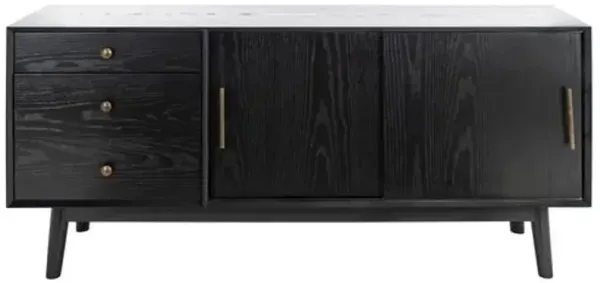 Lyra Mid-Century 3-Drawer 2-Door Media Stand - Black