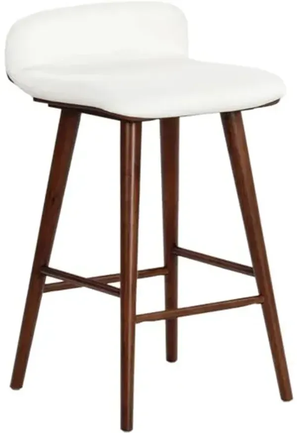 Lyron Performance Linen Barstool - White/Walnut