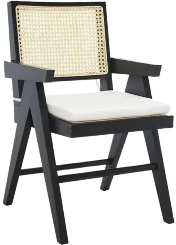 Lysith Rattan Performance Linen Armchair - Black