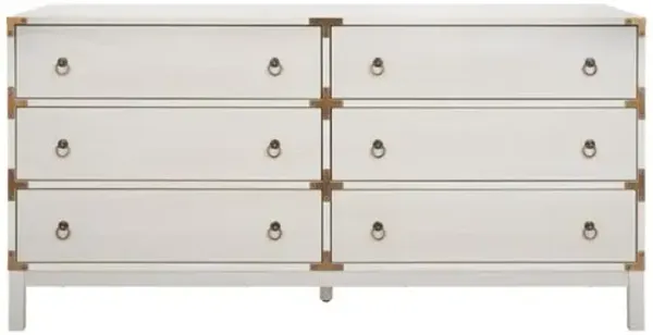 Mirelle 6-Drawer Campaign Dresser - White