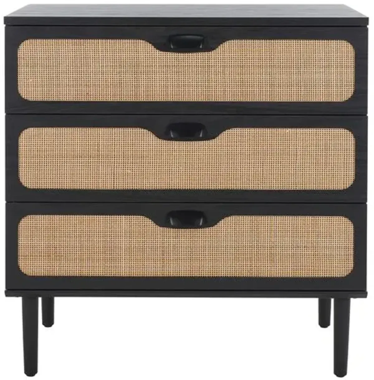 Myronel Rattan 3-Drawer Chest - Black