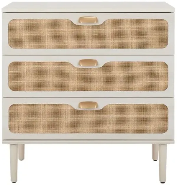 Myronel Rattan 3-Drawer Chest - White