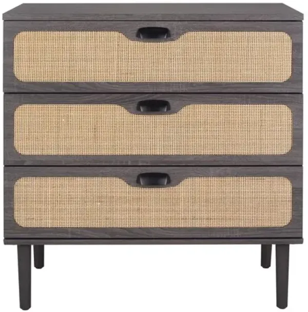 Myronel Rattan 3-Drawer Chest - Black
