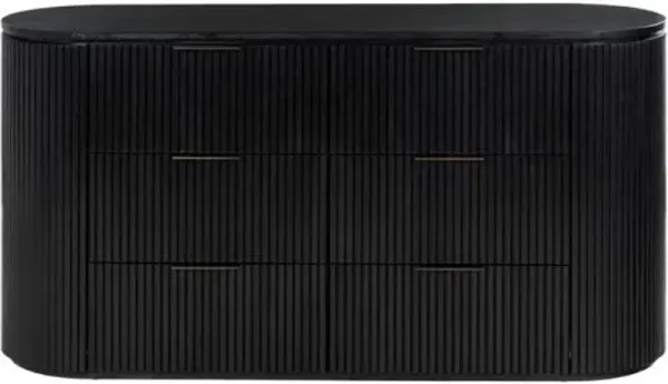 Naevin Fluted 6-Drawer Dresser - Black
