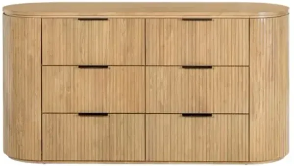 Naevin Fluted 6-Drawer Dresser - Brown
