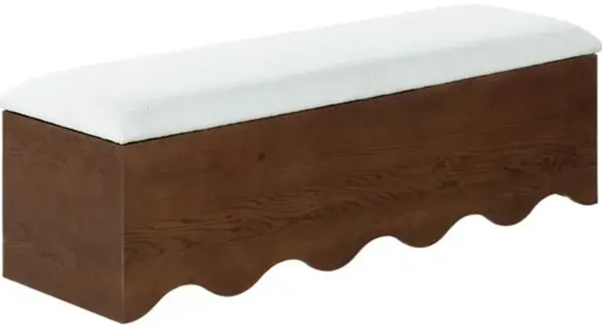 Nerthas Scallop Performance Linen Storage Bench - Brown