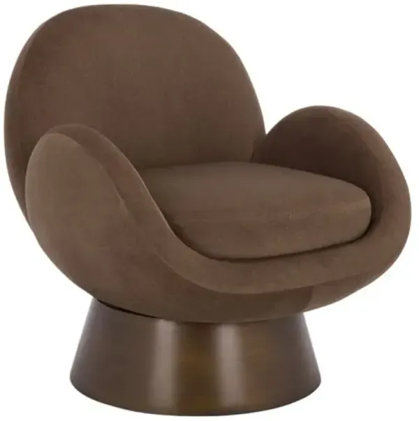 Olthar Performance Velvet Accent Chair - Brown, Comfortable, Durable