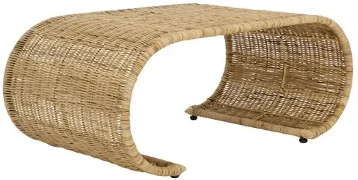 Oriane Waterfall Rattan Coffee Table - Brown