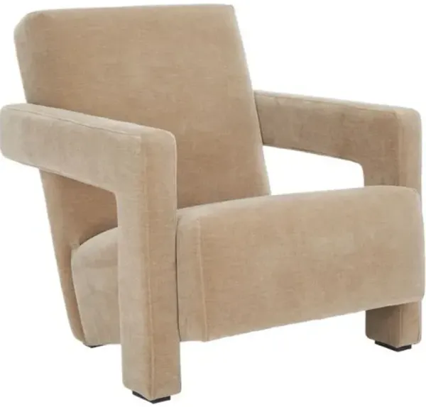 Othriel Performance Velvet Accent Chair - Brown, Comfortable, Durable