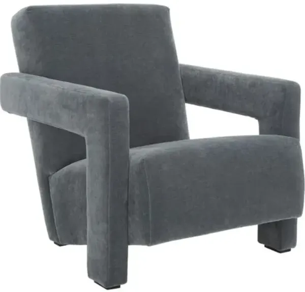 Othriel Performance Velvet Accent Chair - Blue, Comfortable, Durable