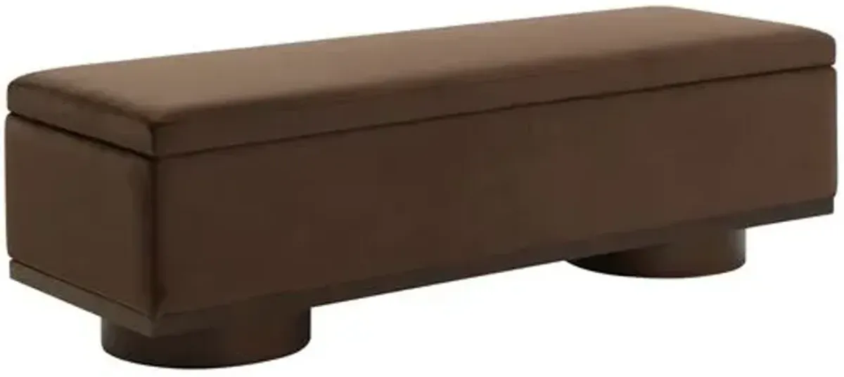 Phyren Performance Velvet Storage Bench - Brown