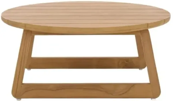 Priselle Teak Outdoor Coffee Table - Natural - Brown