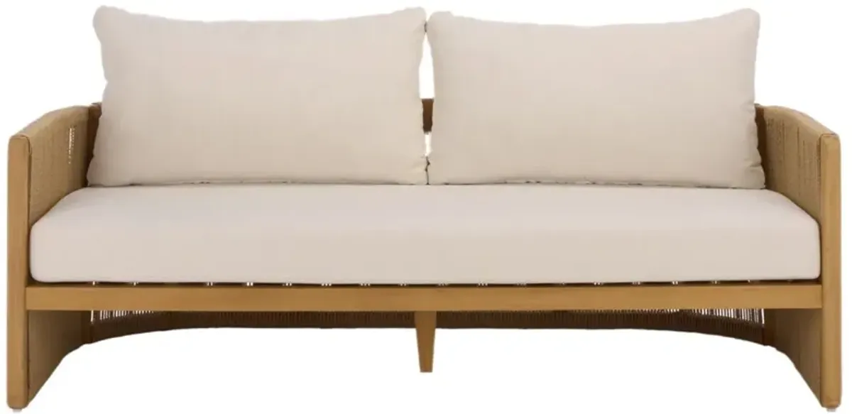 Priselle Teak & Hyacinth Outdoor Sofa, Natural/Beige
