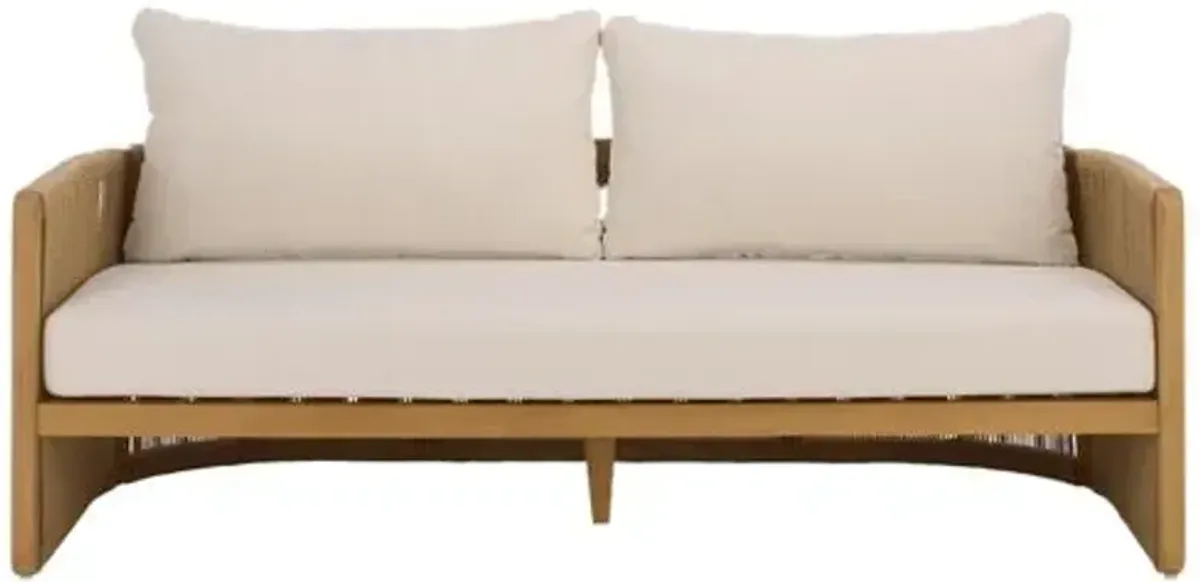 Priselle Teak & Hyacinth Outdoor Sofa - Natural/Beige