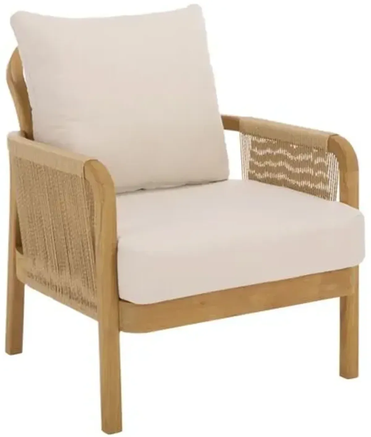 Quenel Outdoor Teak & Hyacinth Lounge Chair - Natural/Beige