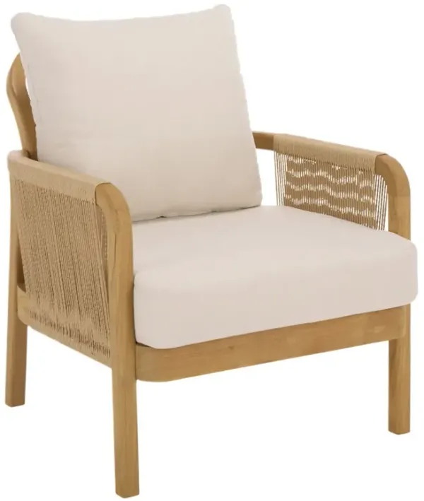 Quenel Outdoor Teak & Hyacinth Lounge Chair, Natural/Beige