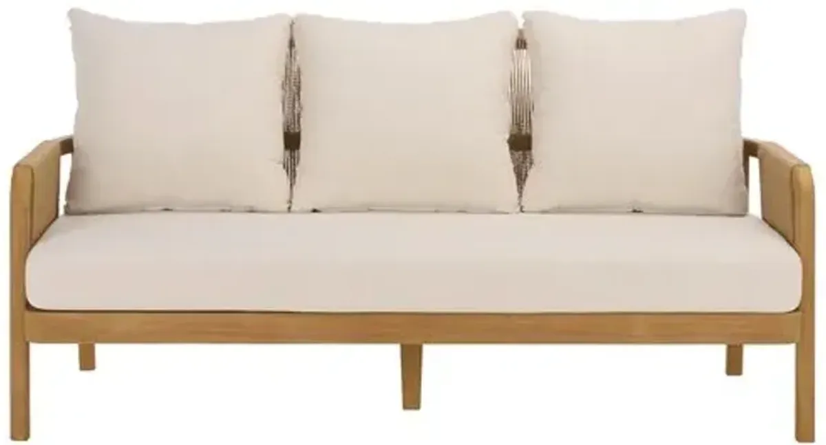 Quenel Teak & Hyacinth Outdoor Sofa - Natural/Beige