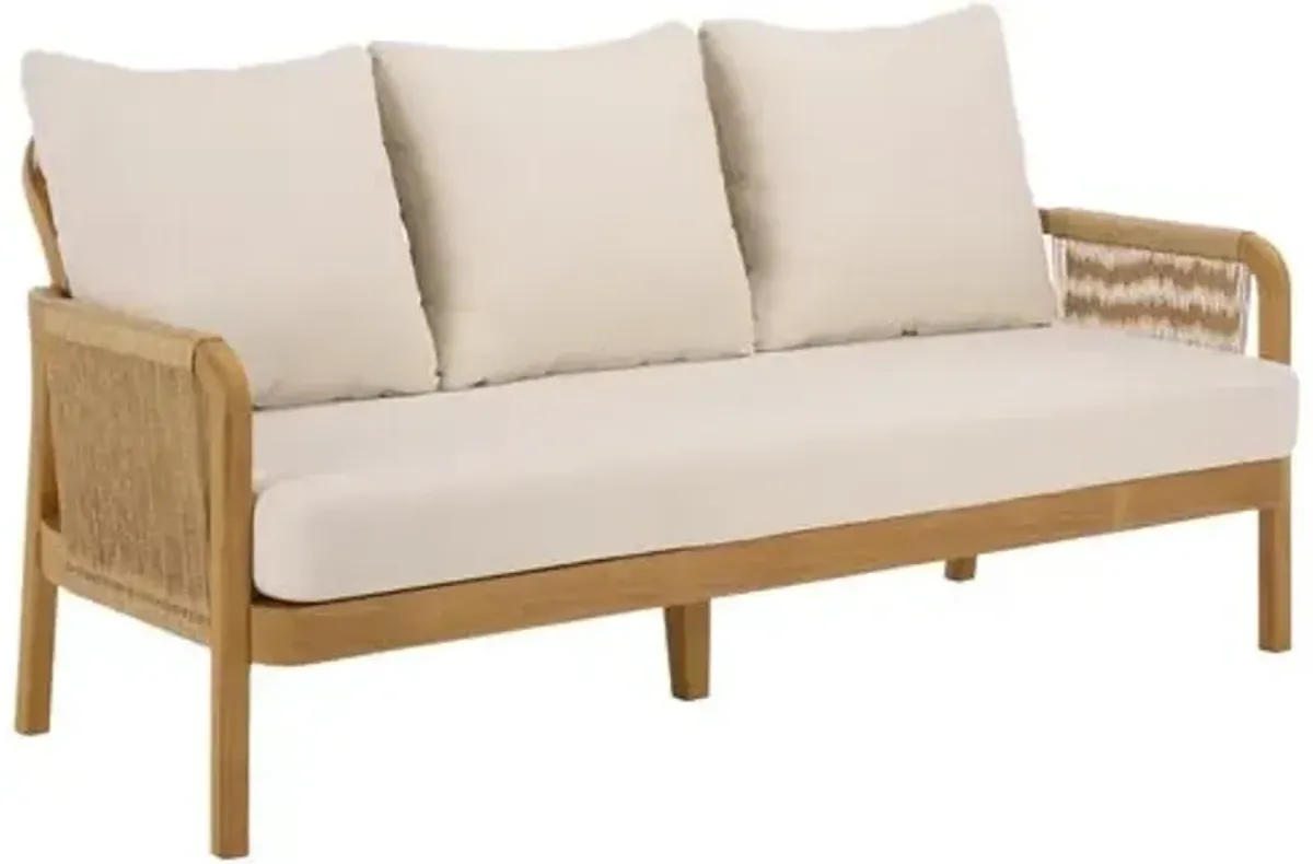 Quenel Teak & Hyacinth Outdoor Sofa - Natural/Beige