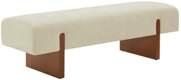 Raelis Performance Linen Bench - Beige/Brown