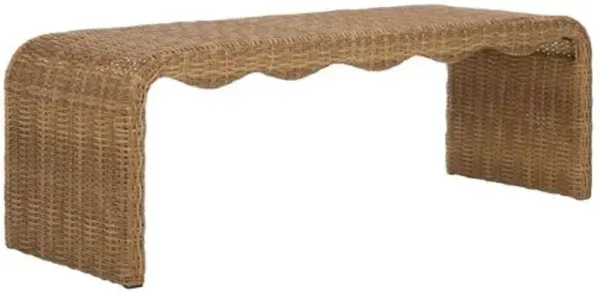 Raevin Wicker Bench - Natural - Brown