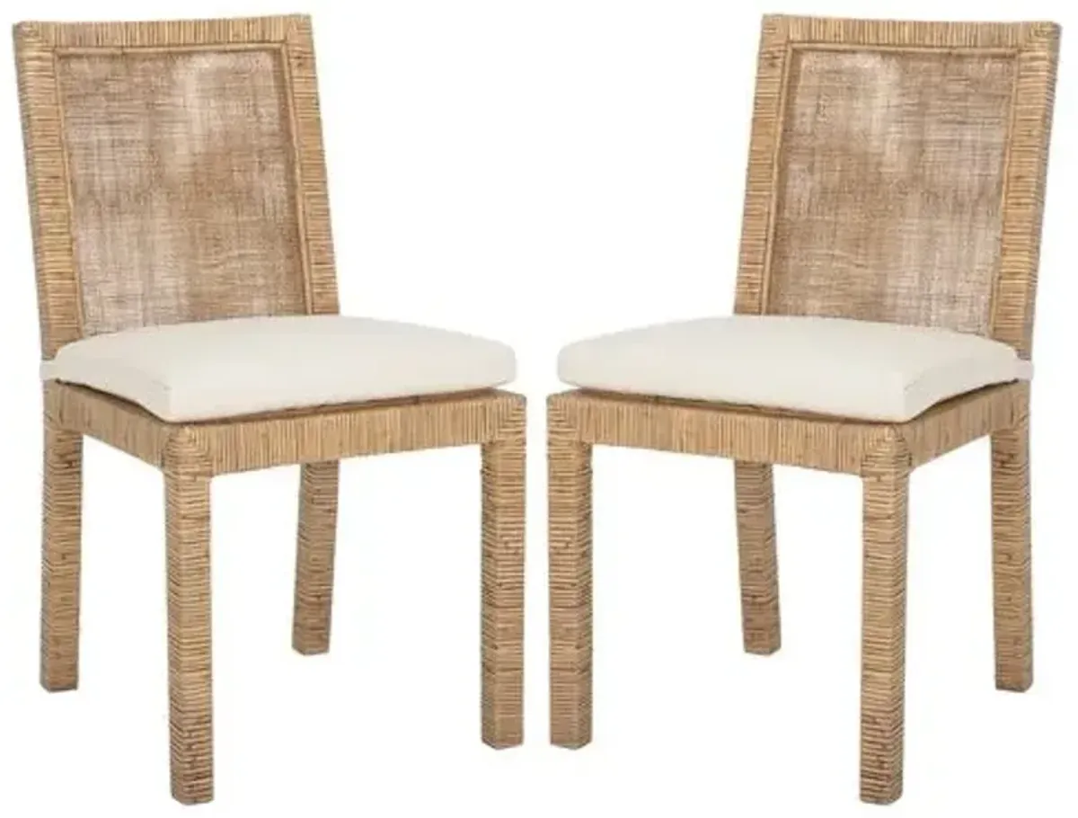 Set of 2 Nicola Cane Dining Side Chairs - Brown