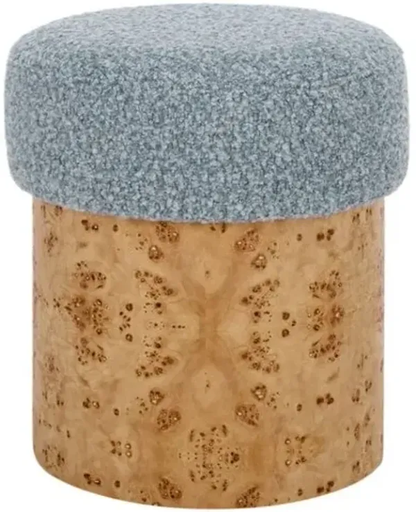 Saelora Performance Boucle & Burl Ottoman - Blue