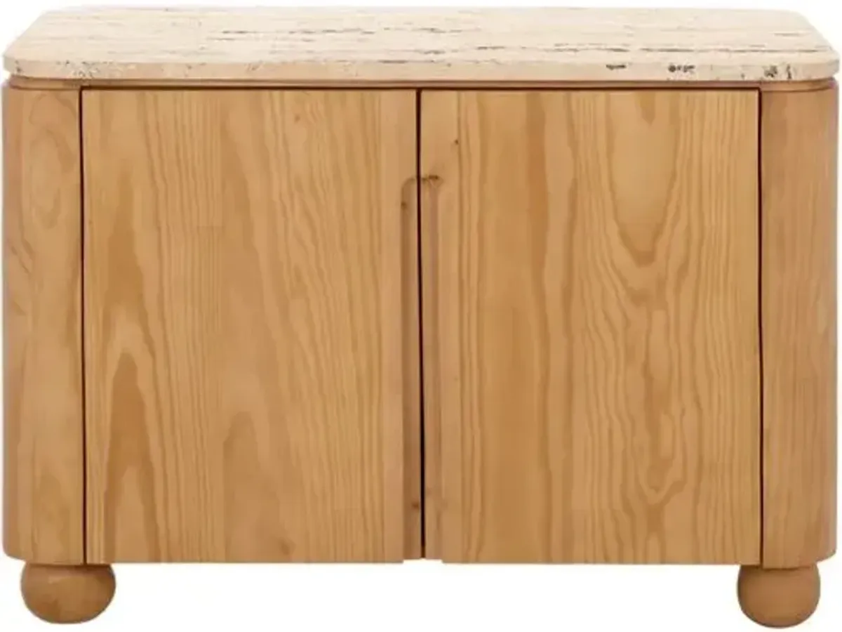 Selvan Travertine Top Chest - Natural - Brown