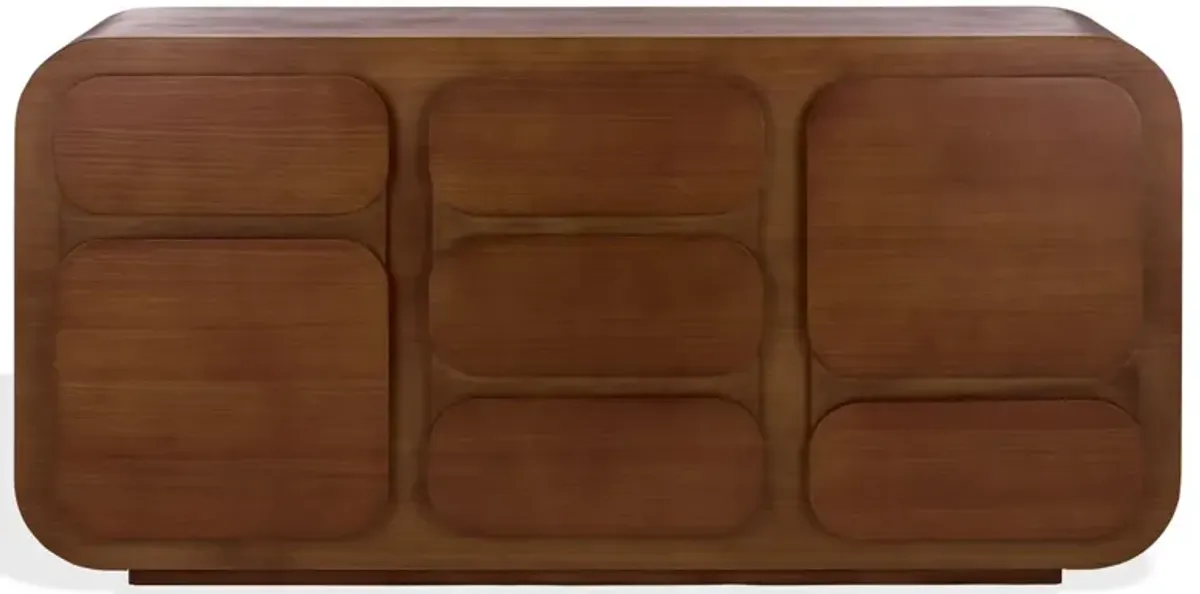 Yaric 3-Door / 3-Shelf Pinewood Sideboard, Brown