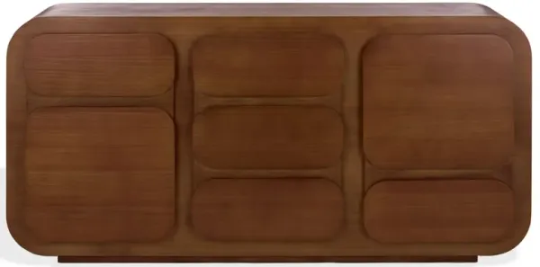 Yaric 3-Door / 3-Shelf Pinewood Sideboard, Brown