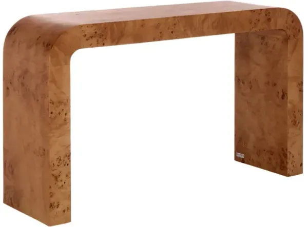 Shyra Burl Veneer Waterfall Console Table, Walnut